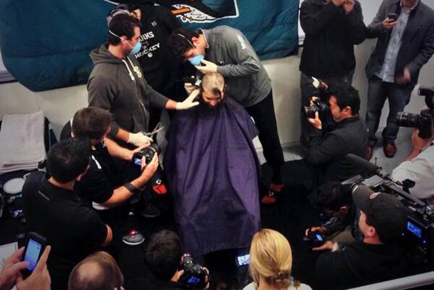 Brent Burns Shaves His Infamous Hair & Beard For A Good Cause